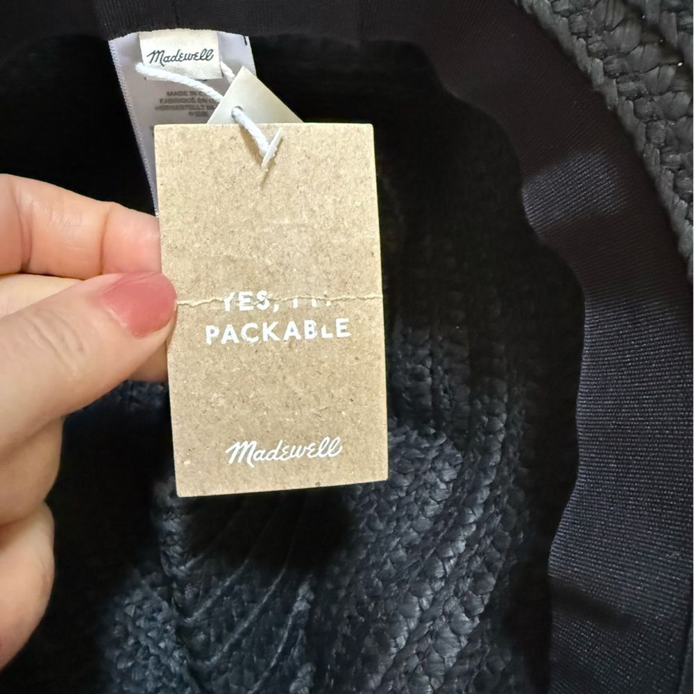 Madewell Packable Braided Straw Hat in Almost Black M/L NWT - Picture 6 of 15